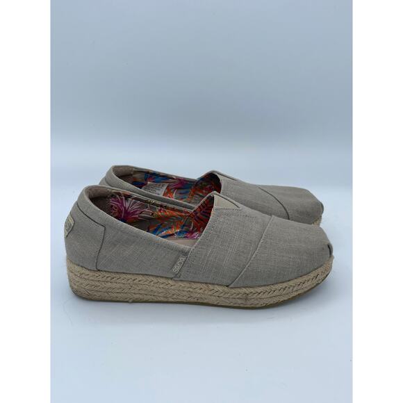 BOBS Skechers Womens 9 Espadrille Slip-On Beige Linen Comfort Shoes Memory Foam - Picture 5 of 7